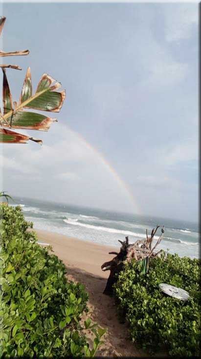 Rainbow over the beach path